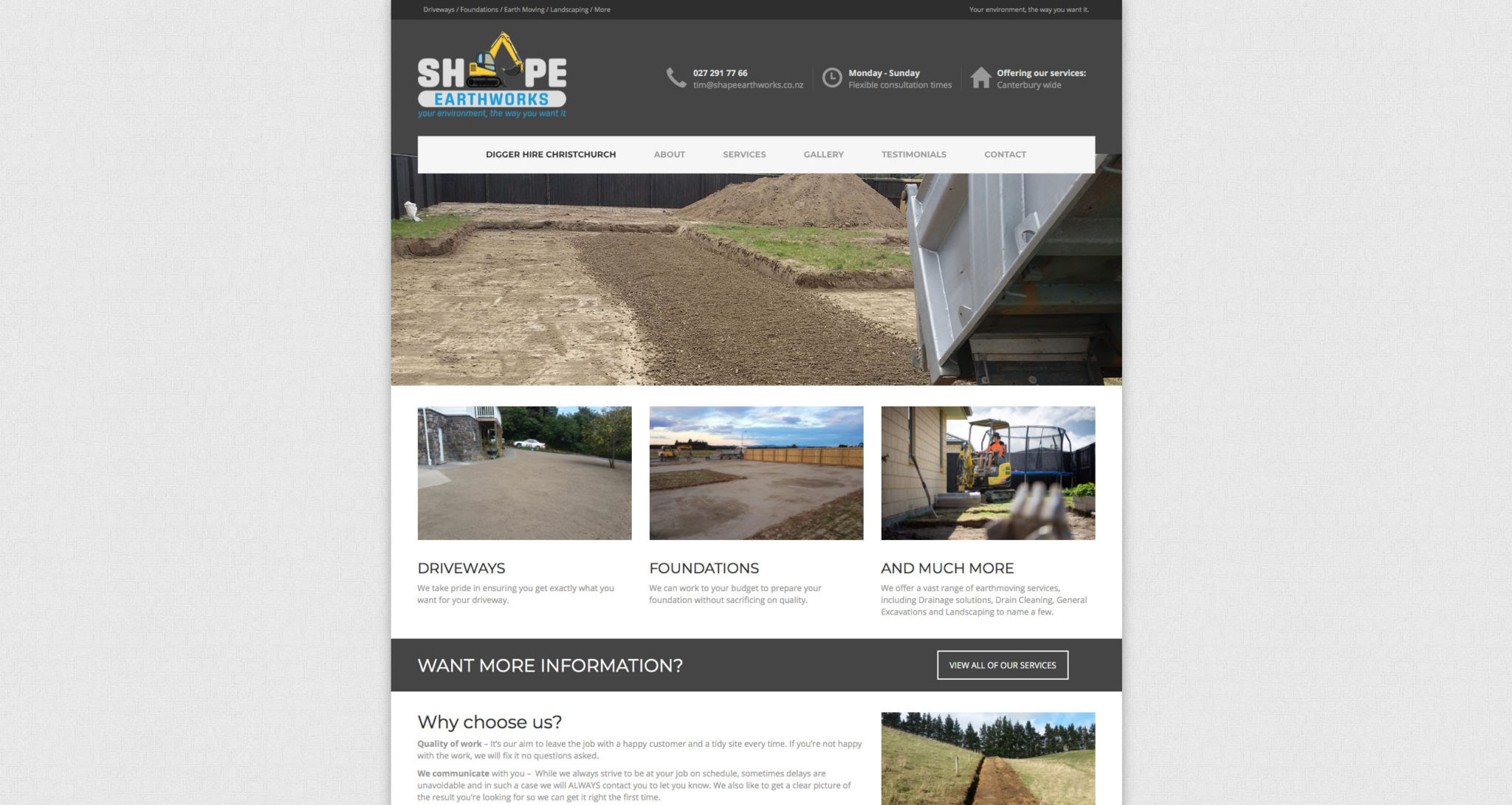 SHape Earthworks contracting web design and branding expert is XDC the most experienced professional and affordable value for money creative company in the Rolleston Selwyn Christchurch Ashburton Canterbury areas near you. Get the best logo, look better, get noticed quicker and sell stuff faster. Let local Christchurch logo designer web design & developer XDC do the best design work and marketing SEO for your small to medium business or startup business. Turbocharge your next printing or web project with an awesome advert that will get you noticed quicker!