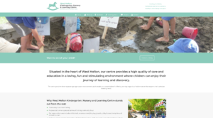 West Melton Kindergarten Nursery & Learning Centre preschool New Zealand - website design and development with milky light green colours symbolizing youth. A business based in West Melton main town. This is WordPress website design trying to be more personable and child-friendly