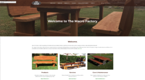 The Macrocarpa (Macro) Factory New Zealand, Mac furniture products and care - website design and development with earthy colours symbolizing rustic and laid back wood style for outdoor casual BBQ's and events