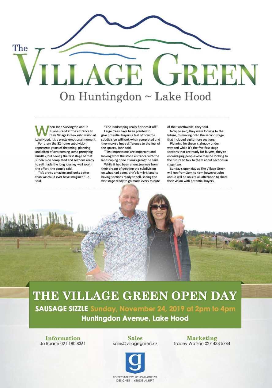 Logo Brand & Website for Village Green Lake Hood Developments Ashburton Branding & Web Design by XDC.NZ 0211144014