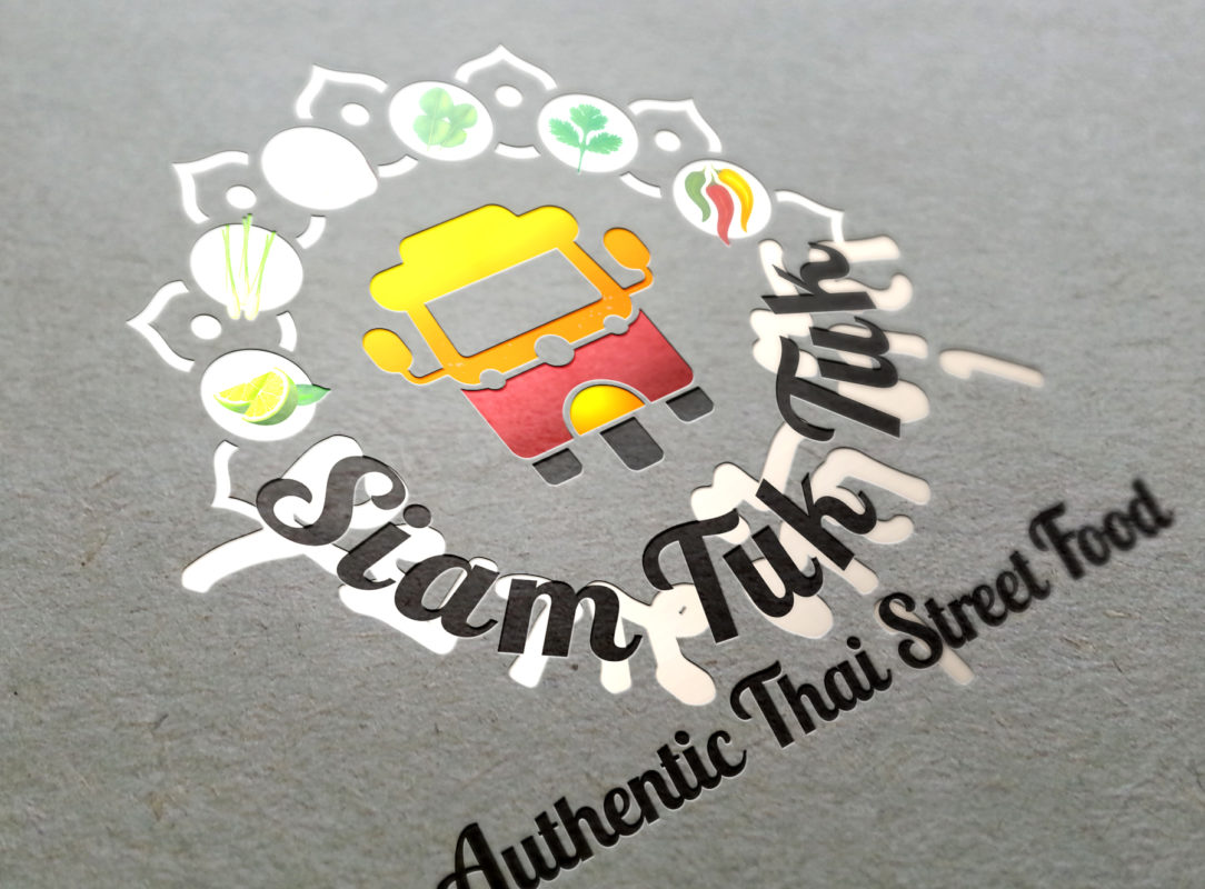 Logo Making made easy for Siam Tuk Tuk - Authentic Thai Street Food in Prebbleton, South of Christchurch, NZ. A modern elegant Foody-like classy styled Logo Design made by XDC.NZ, the super experienced, professional, specialist Logo Designer based in Christchurch & Rolleston