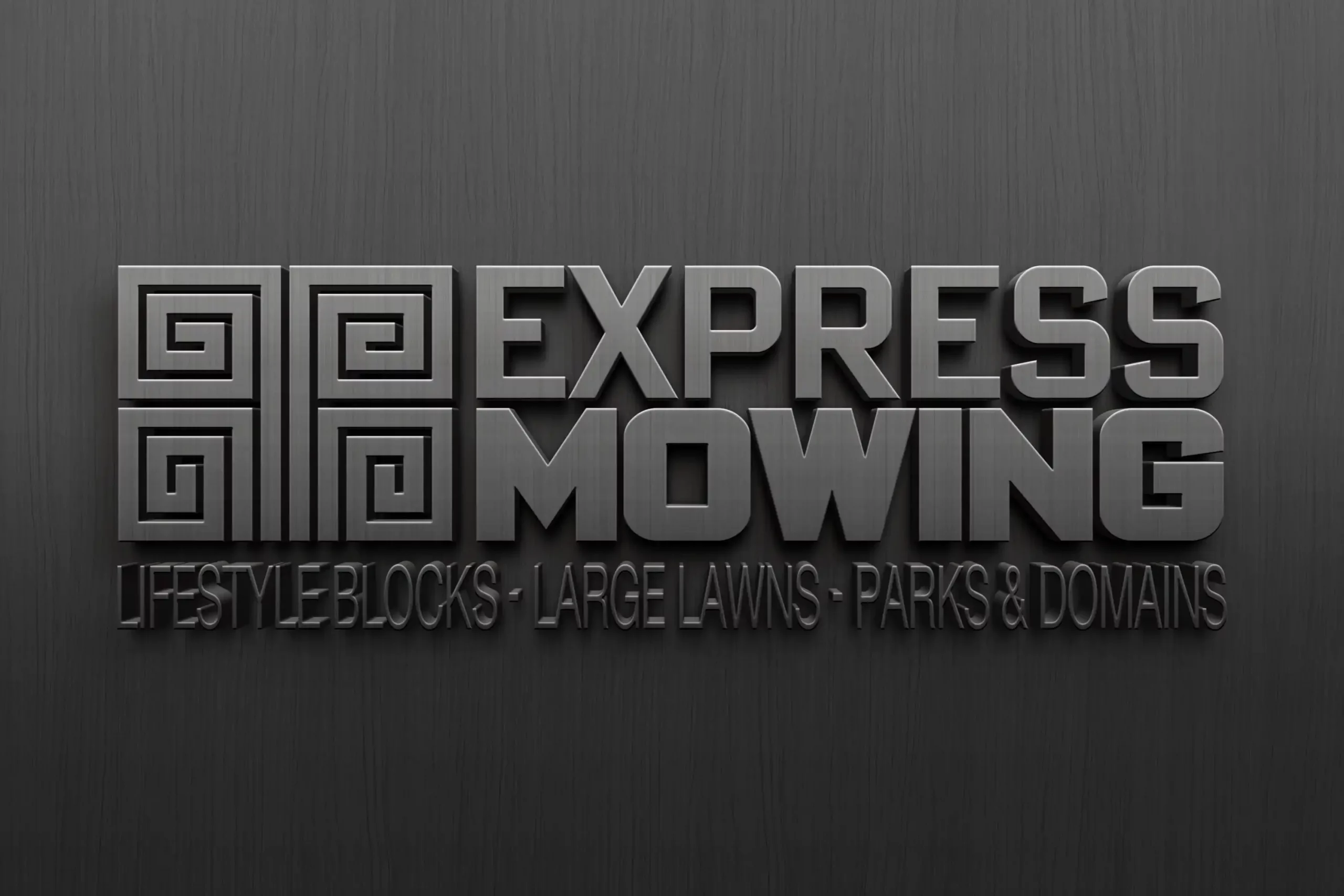 Logo Making made easy for Express Lawn Mowing in Rolleston, Selwyn, Christchurch, Canterbury, NZ. A formal, garden hedge styled Logo Design made by XDC.NZ, the super experienced, Logo Designer based in Christchurch & Rolleston