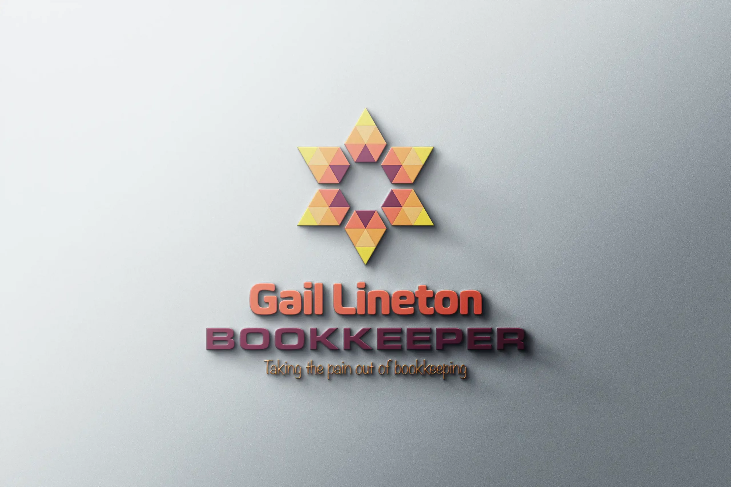 Logo Making made easy for Gail Lineton Bookkeeping in Rolleston, Selwyn, Christchucrh, Canterbury, NZ. A fun local business friendly geometrically styled Logo Design made by XDC.NZ, the super experienced, professional, Logo Designer or Logo Maker based in Christchurch & Rolleston