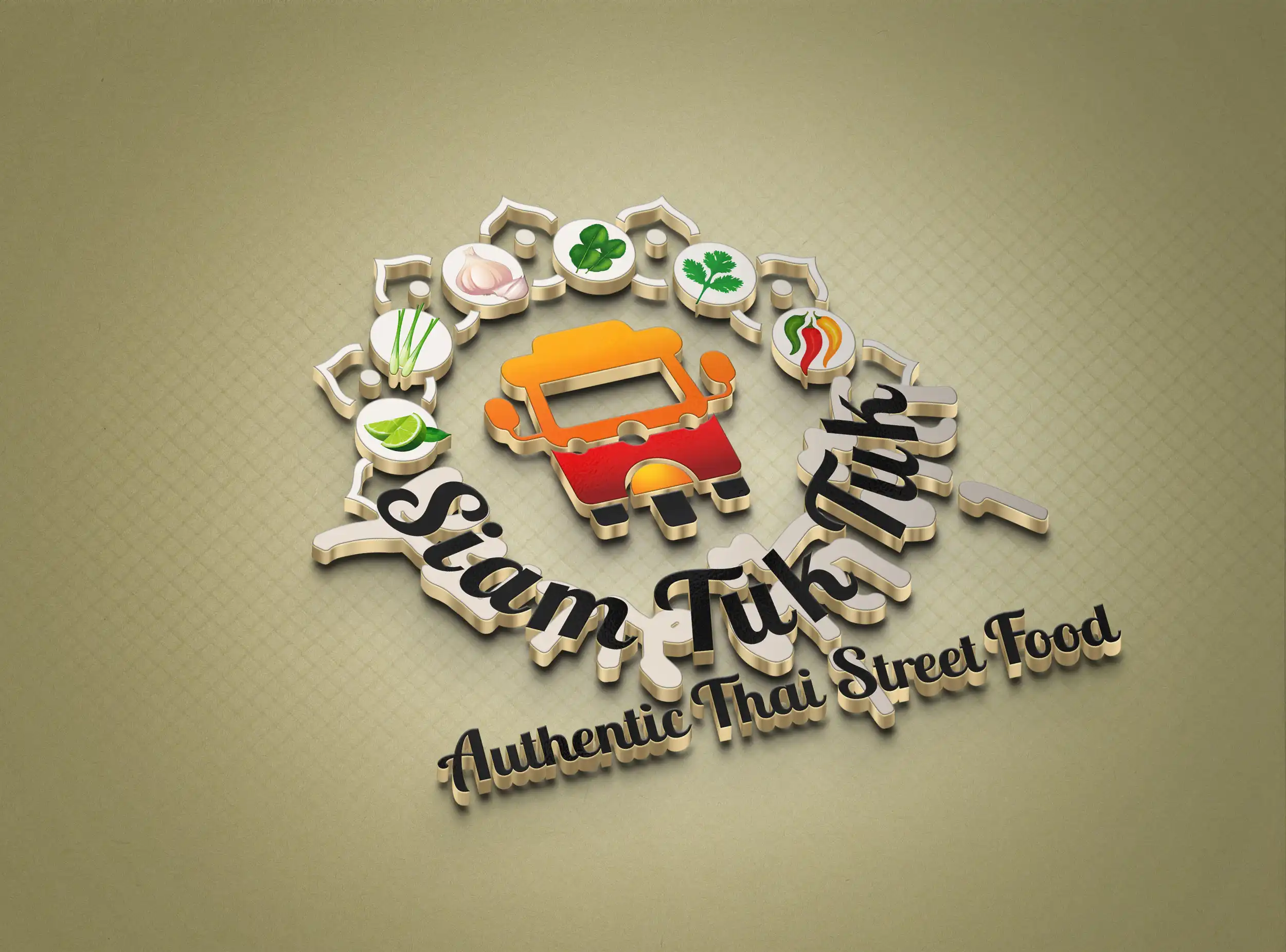 Logo Making made easy for Siam Tuk Tuk in Lincoln, Selwyn, Canterbury, NZ. A casual, authentic, streed-food styled Logo Design made by XDC.NZ, the super experienced, Logo Maker based in Christchurch & Rolleston