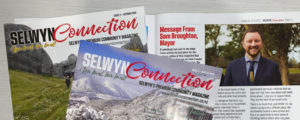 Selwyn Connection Magazine (Rolleston, Selwyn) BP4 (GRAPHfix), all their graphic design, layout and finished artwork and pre-press needs covered. miPACKAGE, full Marketing package first, and continuing print production and advertising management (editor activities)