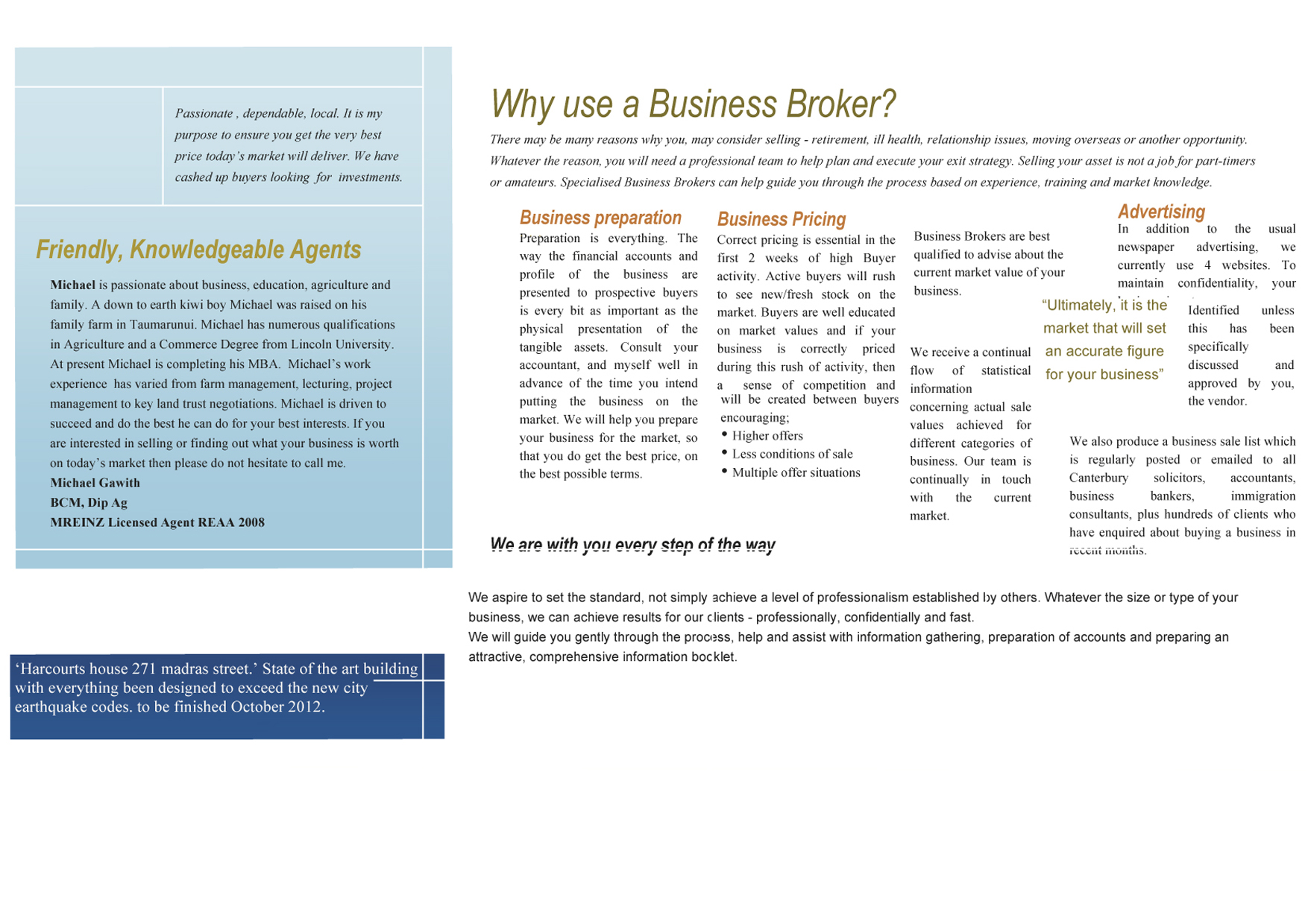 Nai harcourts michael gawith business broker brochure  before back