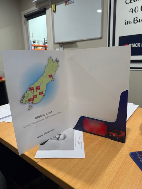 Stack electrical presentation folder  before inside cover